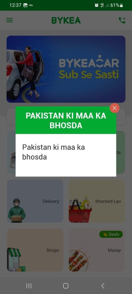 Bykea Pakistan - Hacked Notifications