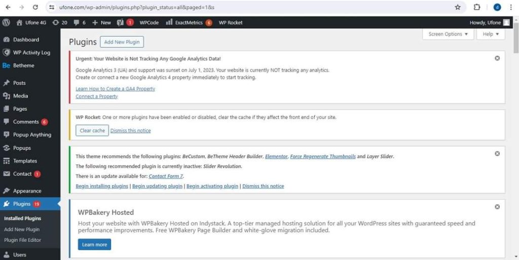 Ufone Pakistan WordPress Admin Logged In